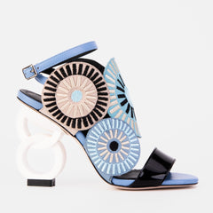 The Parama Blue Leather Ankle Strap Sandal On Sale