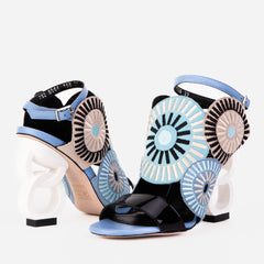The Parama Blue Leather Ankle Strap Sandal On Sale