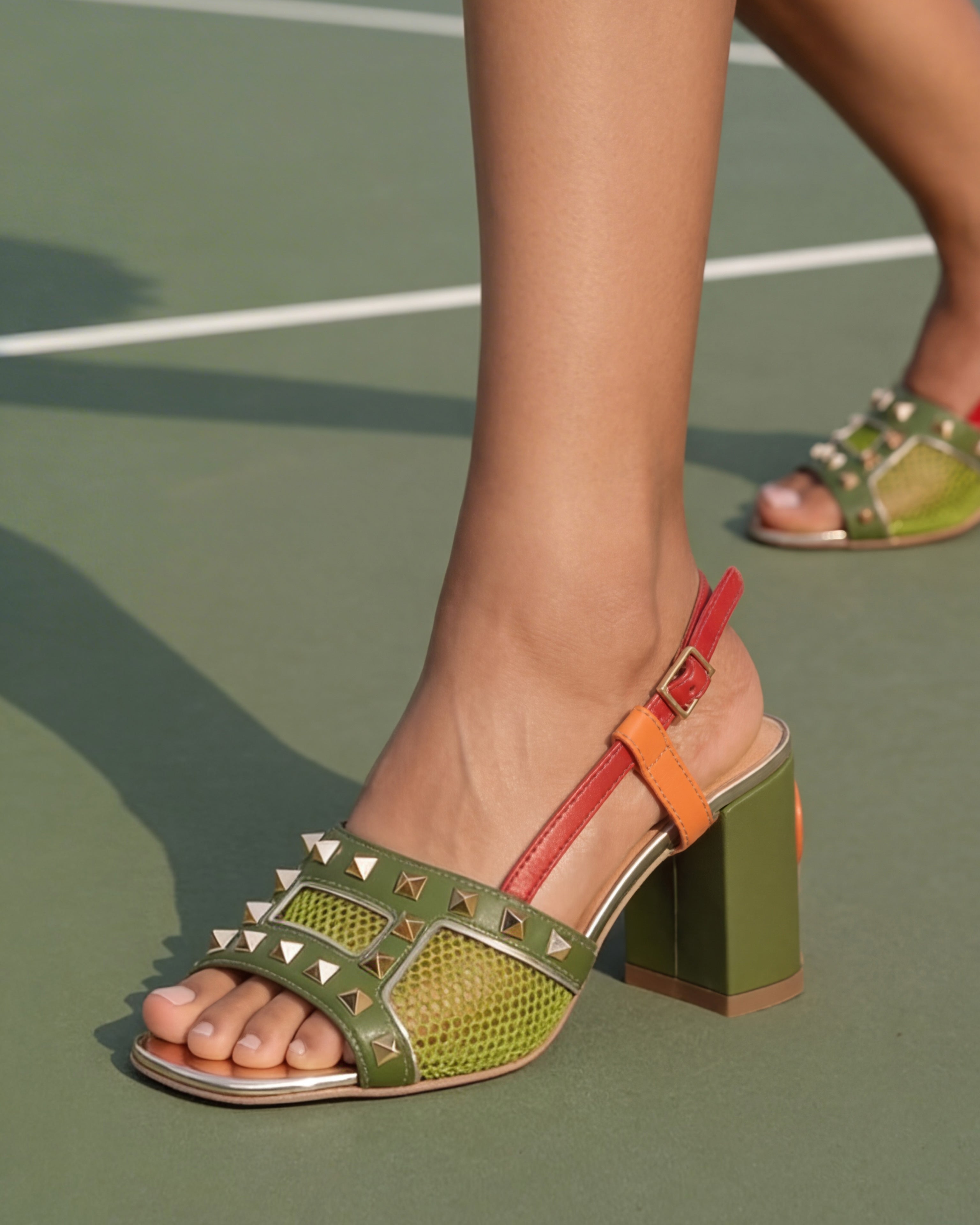 The Linea Green Leather Slingback Sandal All New