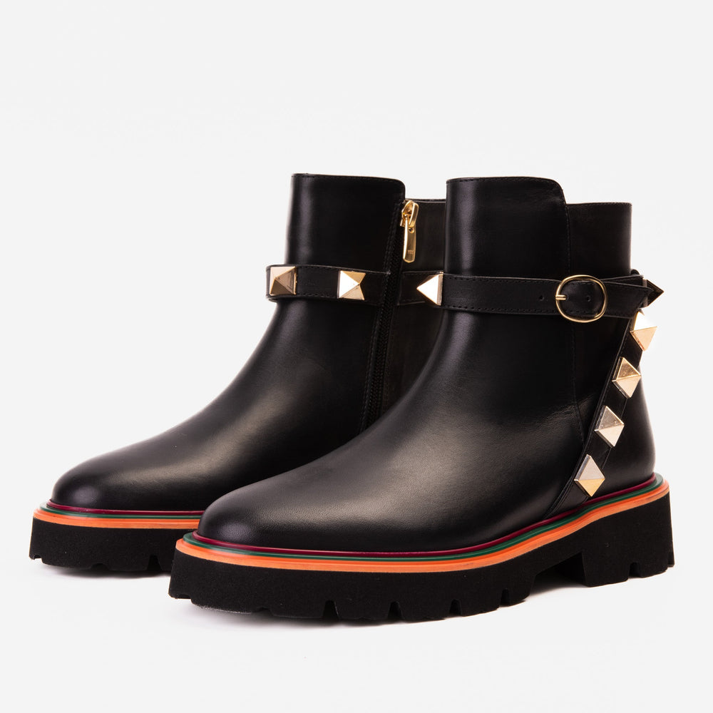The Prag Black Leather Ankle Boot On Sale