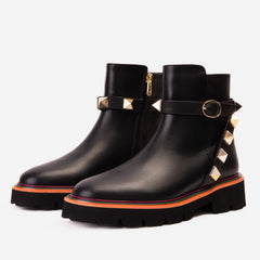 The Prag Black Leather Ankle Boot On Sale