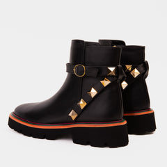 The Prag Black Leather Ankle Boot On Sale