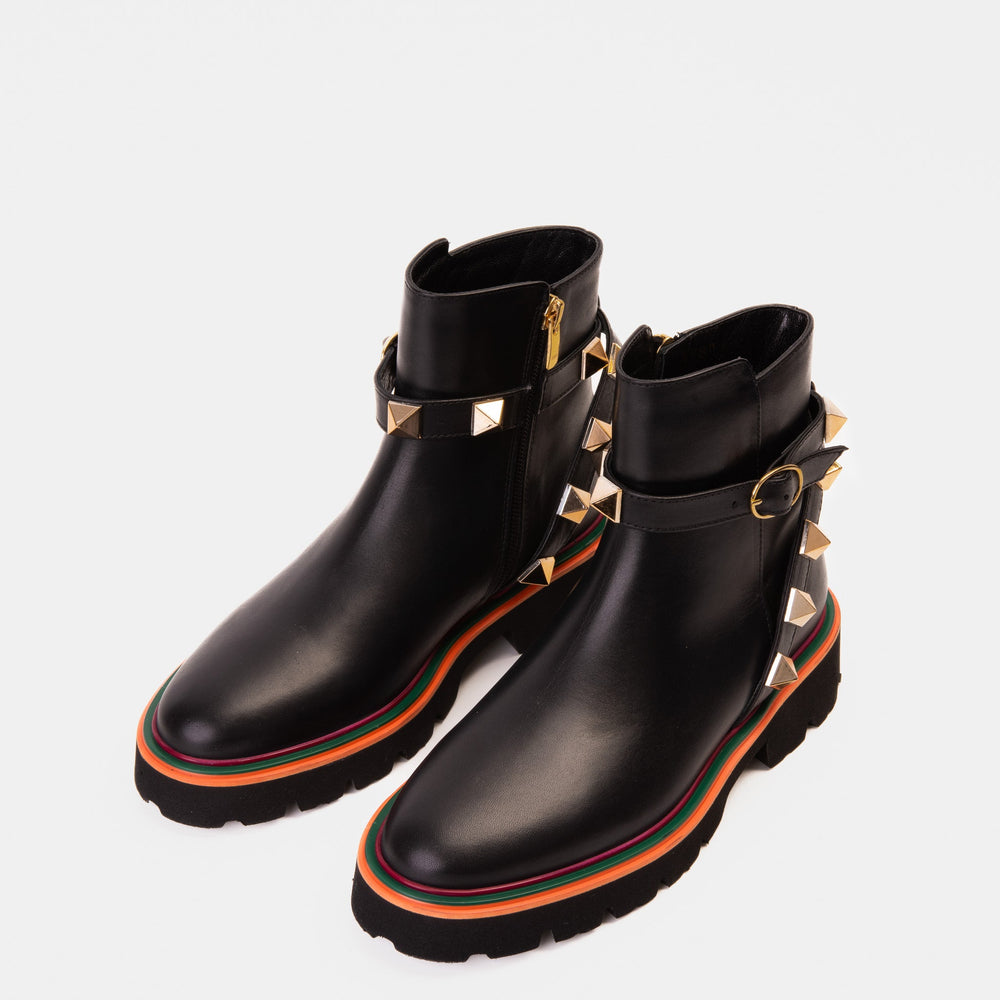 The Prag Black Leather Ankle Boot On Sale