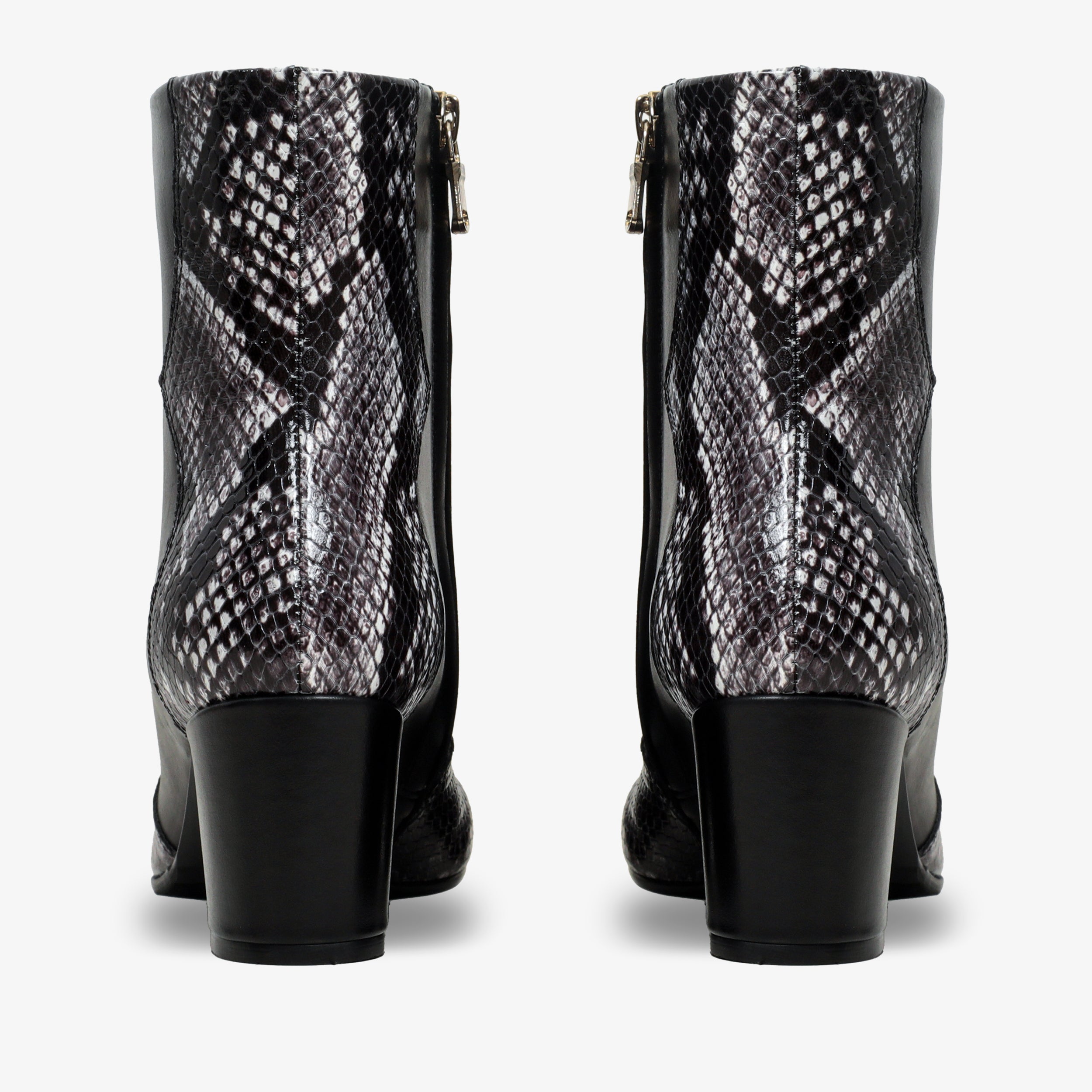 The Gray Black White Leather Block Heel Boot All New