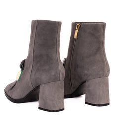 The Luksor Grey Suede Leather Block Heel Boot Universal Fit