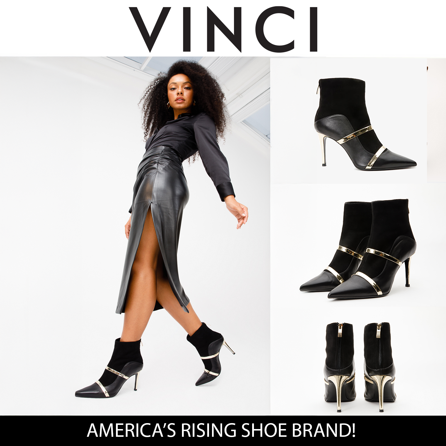 The Manila Black Leather Ankle Boot On Sale