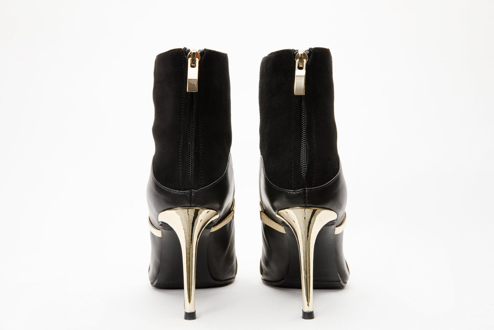 The Manila Black Leather Ankle Boot On Sale