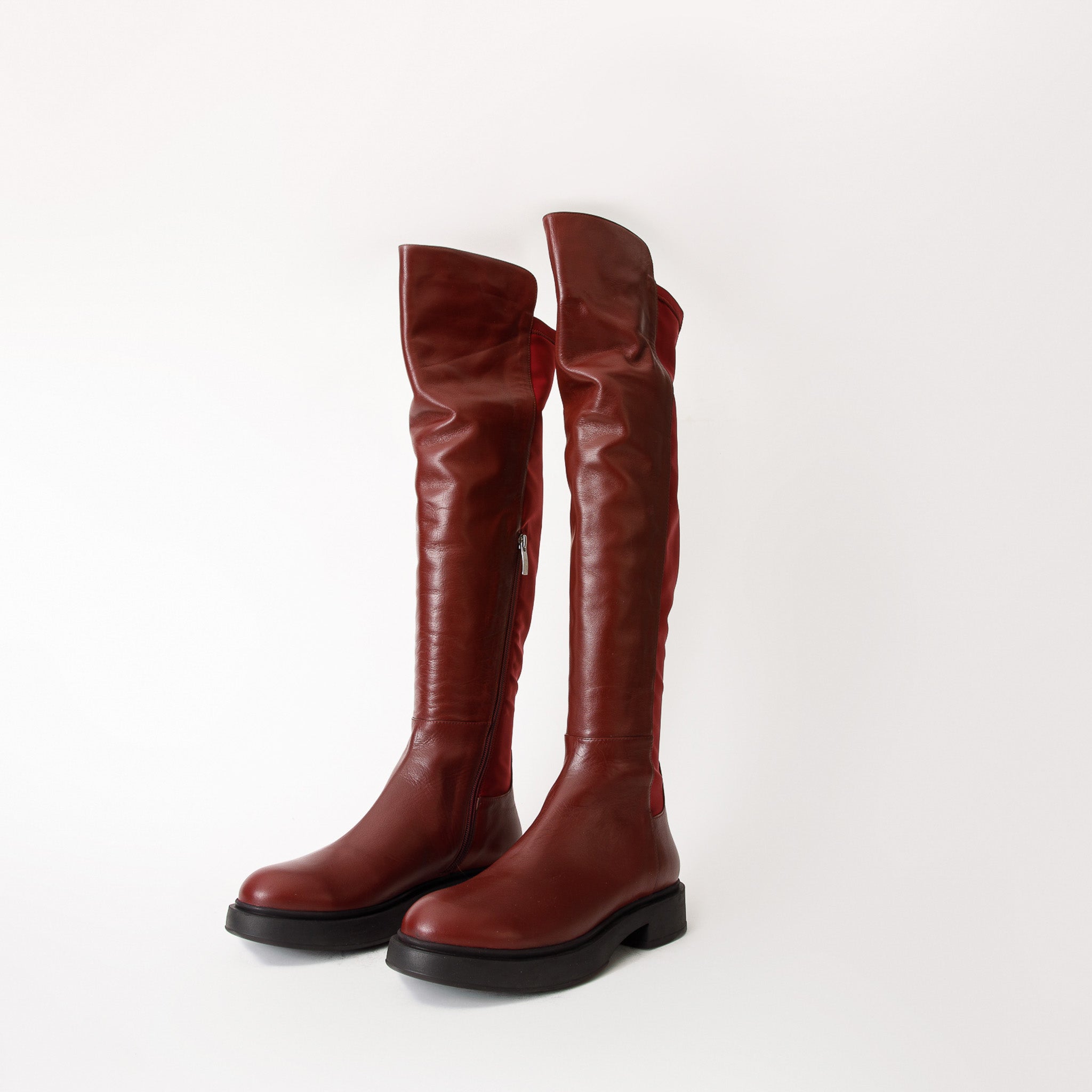 The  Harmony Belle Burgundy Leather Knee High Boot For Sale