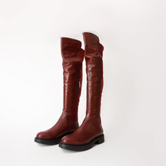 The  Harmony Belle Burgundy Leather Knee High Boot For Sale