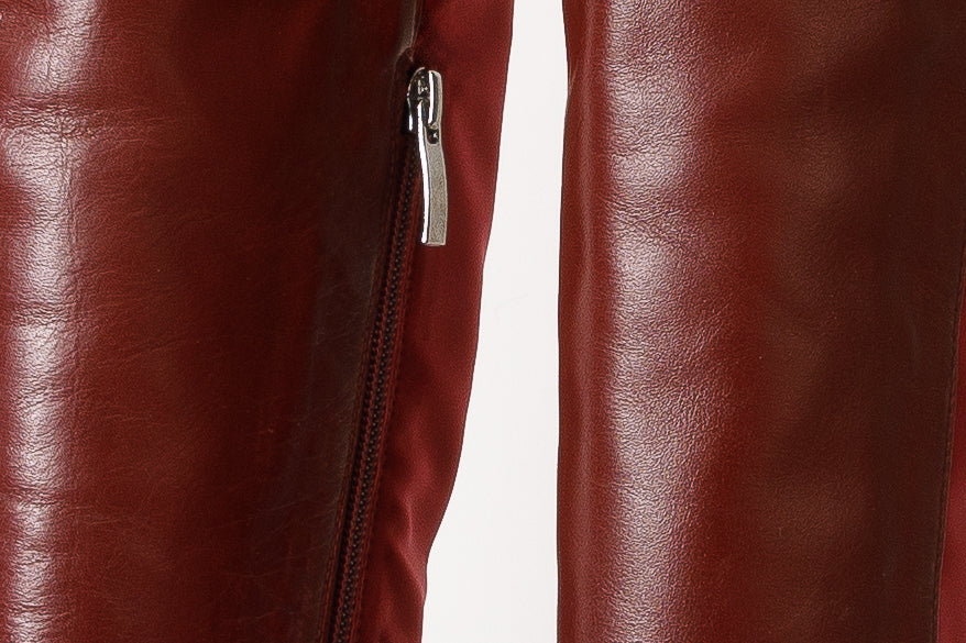 The  Harmony Belle Burgundy Leather Knee High Boot For Sale