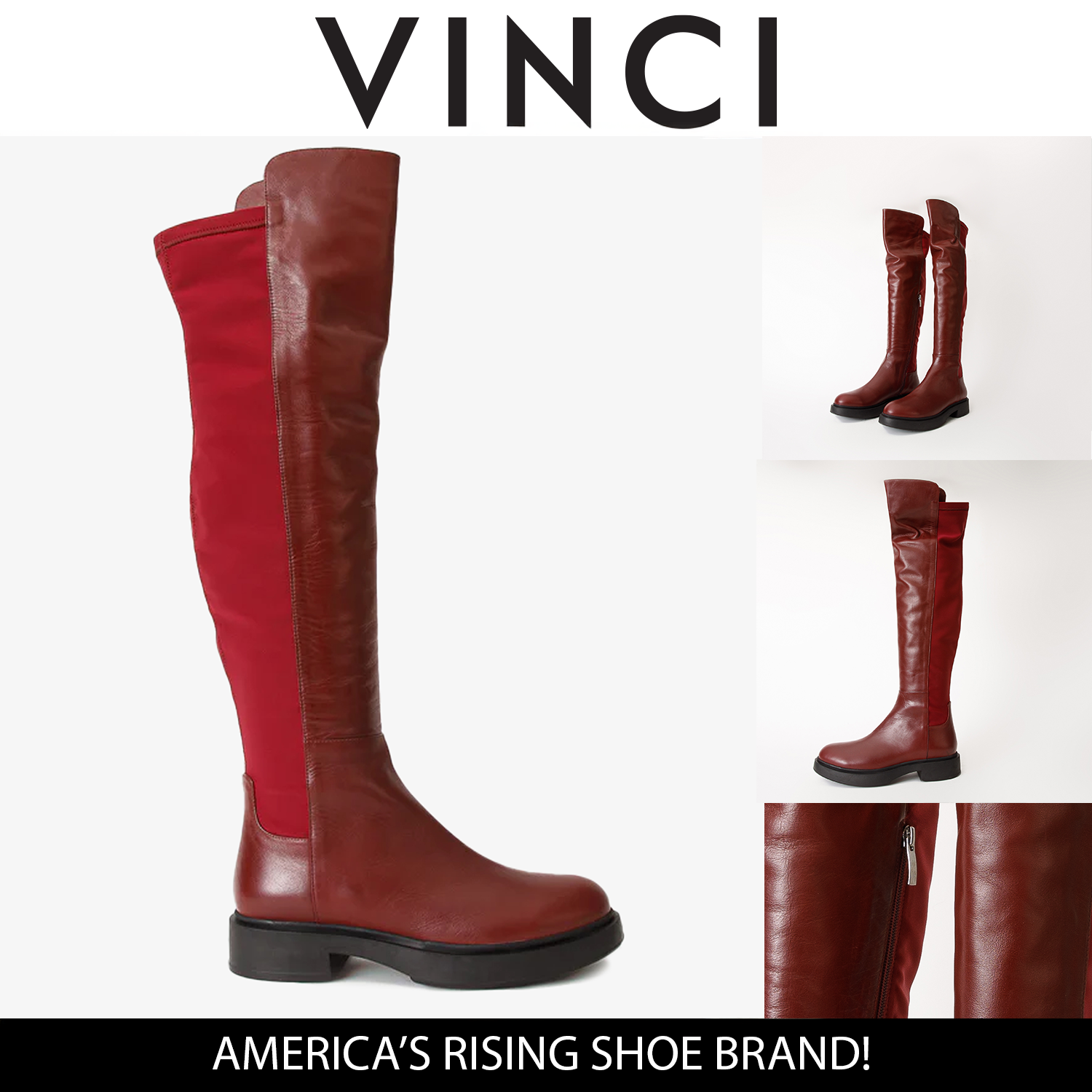 The  Harmony Belle Burgundy Leather Knee High Boot For Sale