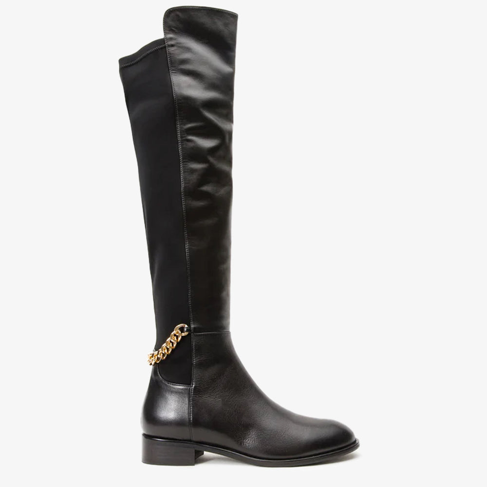The Tallin Black Leather Knee High Boot All New