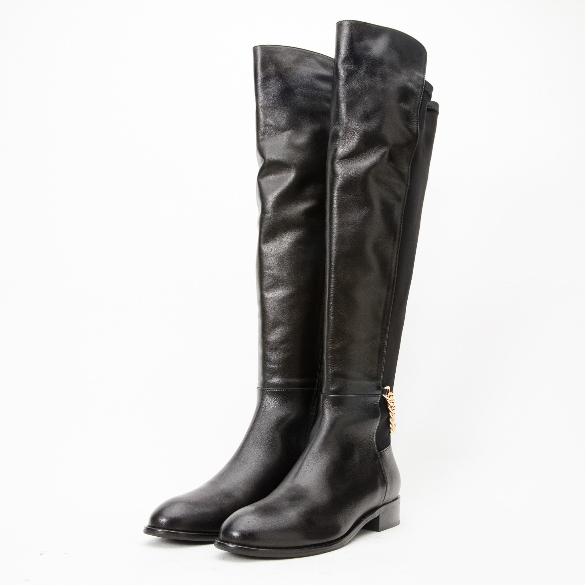 The Tallin Black Leather Knee High Boot All New