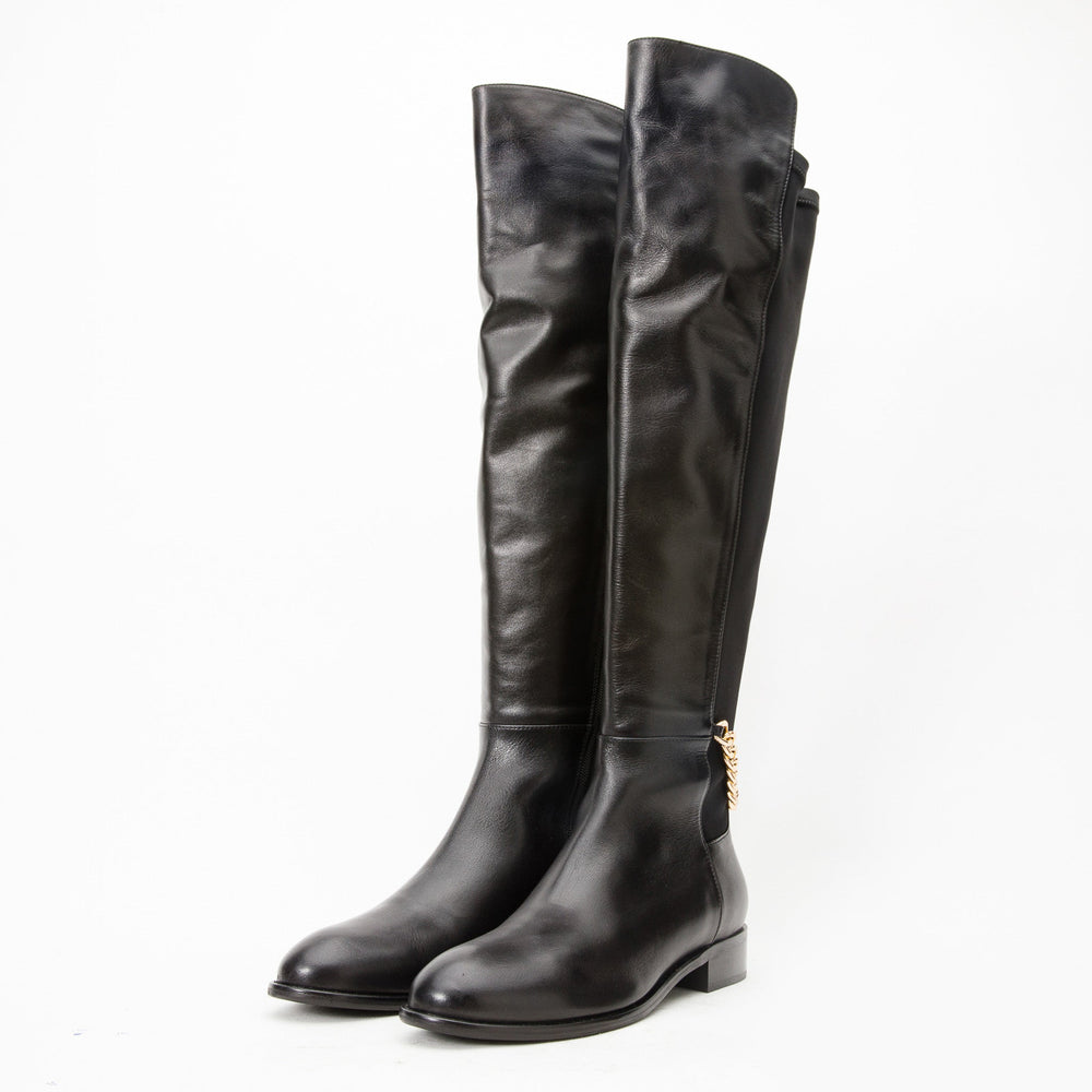The Tallin Black Leather Knee High Boot All New