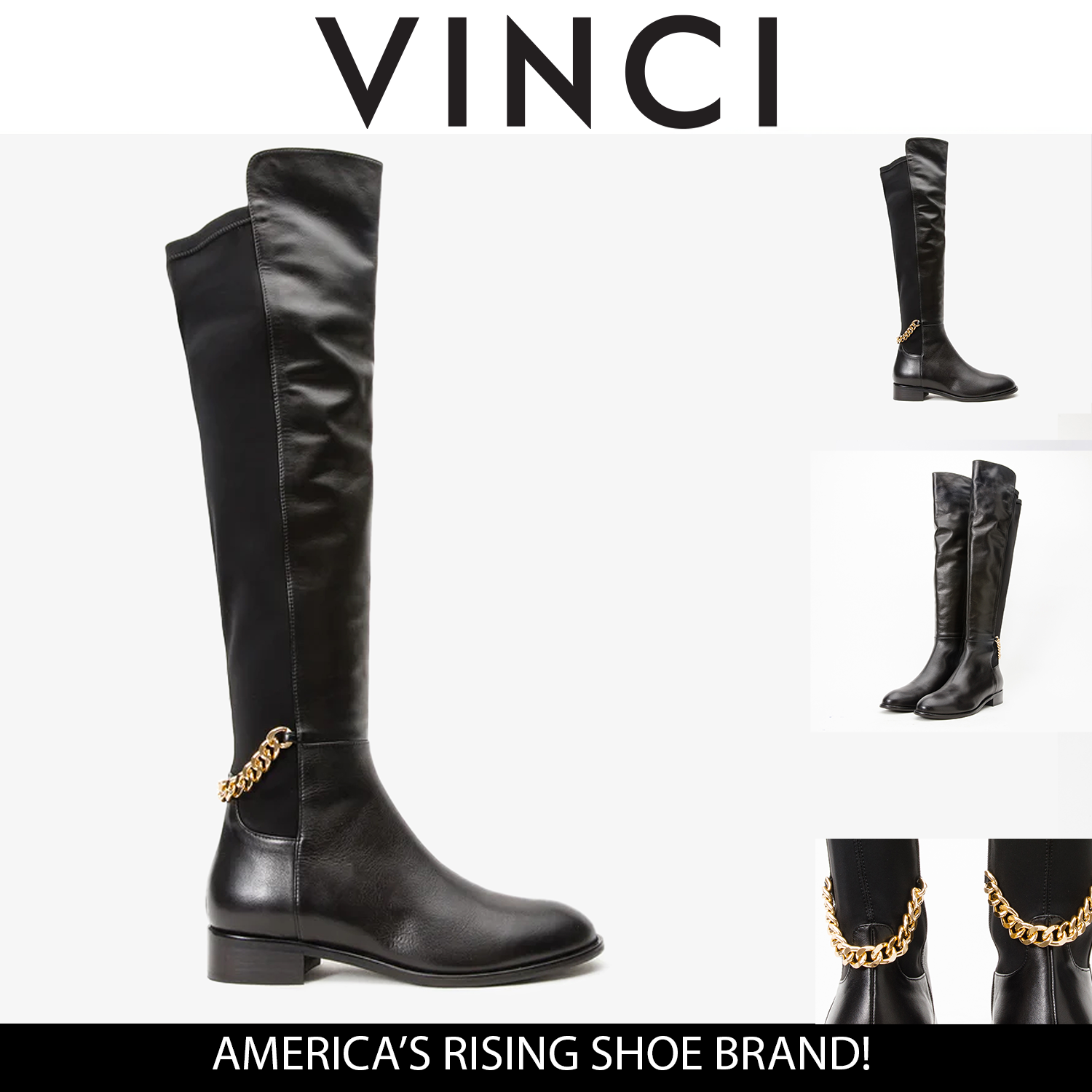 The Tallin Black Leather Knee High Boot All New
