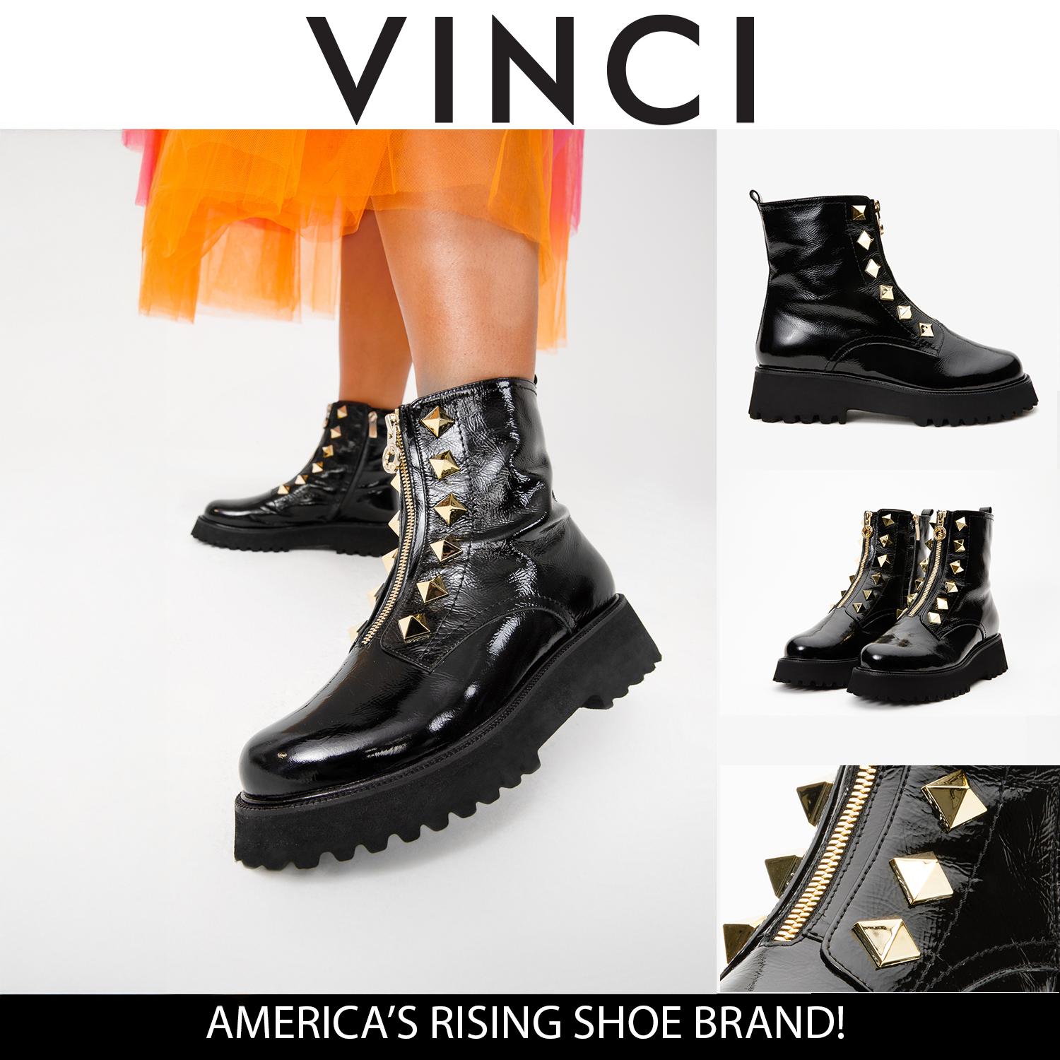 The Ottawa Black Patent Leather Ankle Boot On Sale