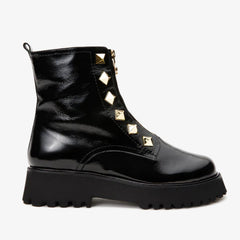 The Ottawa Black Patent Leather Ankle Boot On Sale