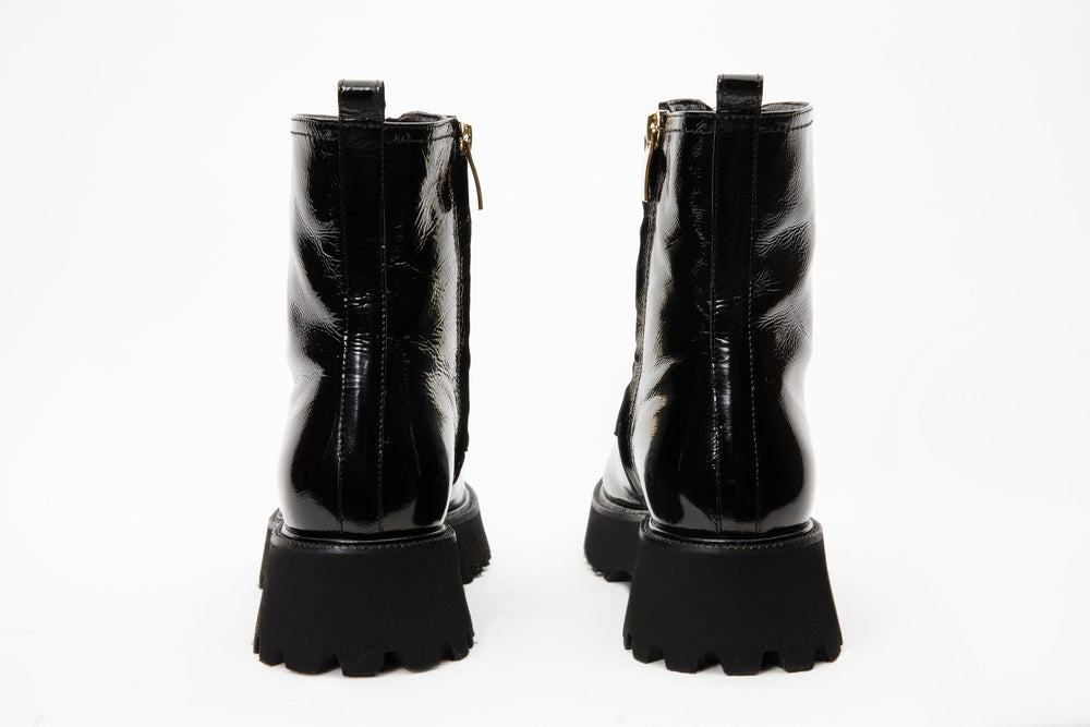 The Ottawa Black Patent Leather Ankle Boot On Sale