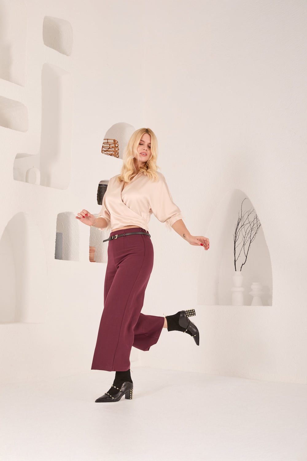 The  Valentina Leather Block Heel Boot For Sale
