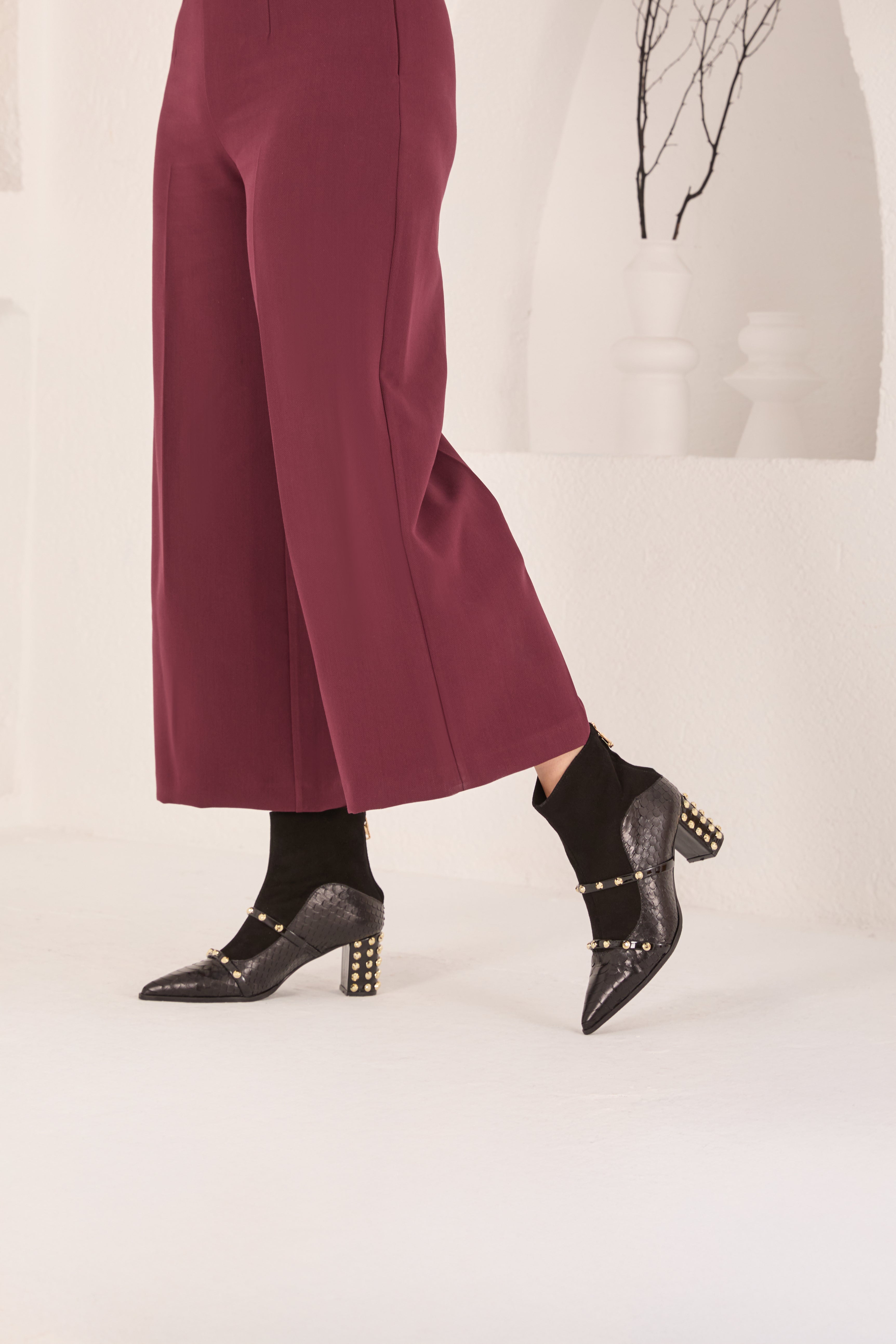 The  Valentina Leather Block Heel Boot For Sale