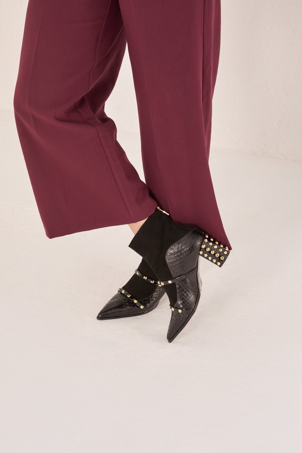 The  Valentina Leather Block Heel Boot For Sale