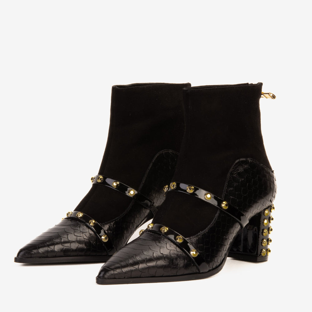The  Valentina Leather Block Heel Boot For Sale
