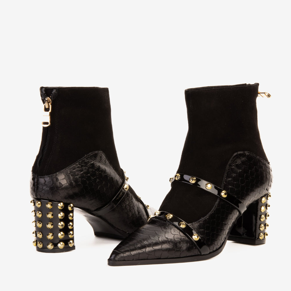 The  Valentina Leather Block Heel Boot For Sale