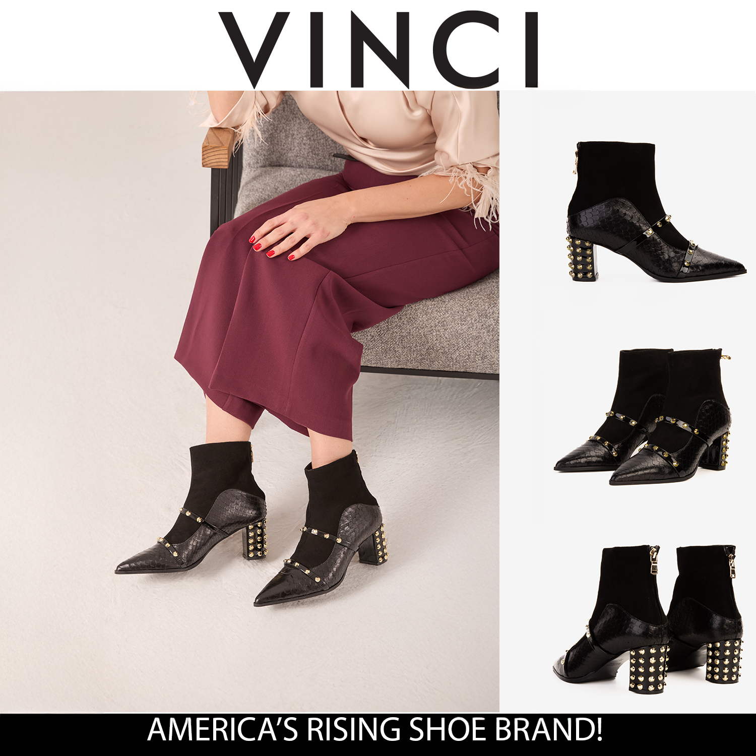 The  Valentina Leather Block Heel Boot For Sale