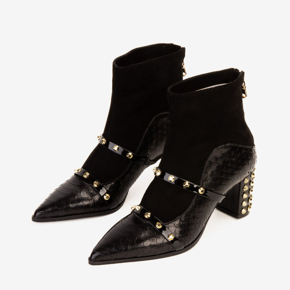 The  Valentina Leather Block Heel Boot For Sale