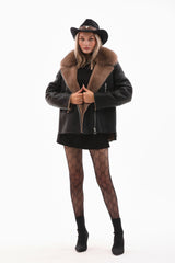 The Duchess Shearling Black Brown Leather Jacket Fine Craftsmanship