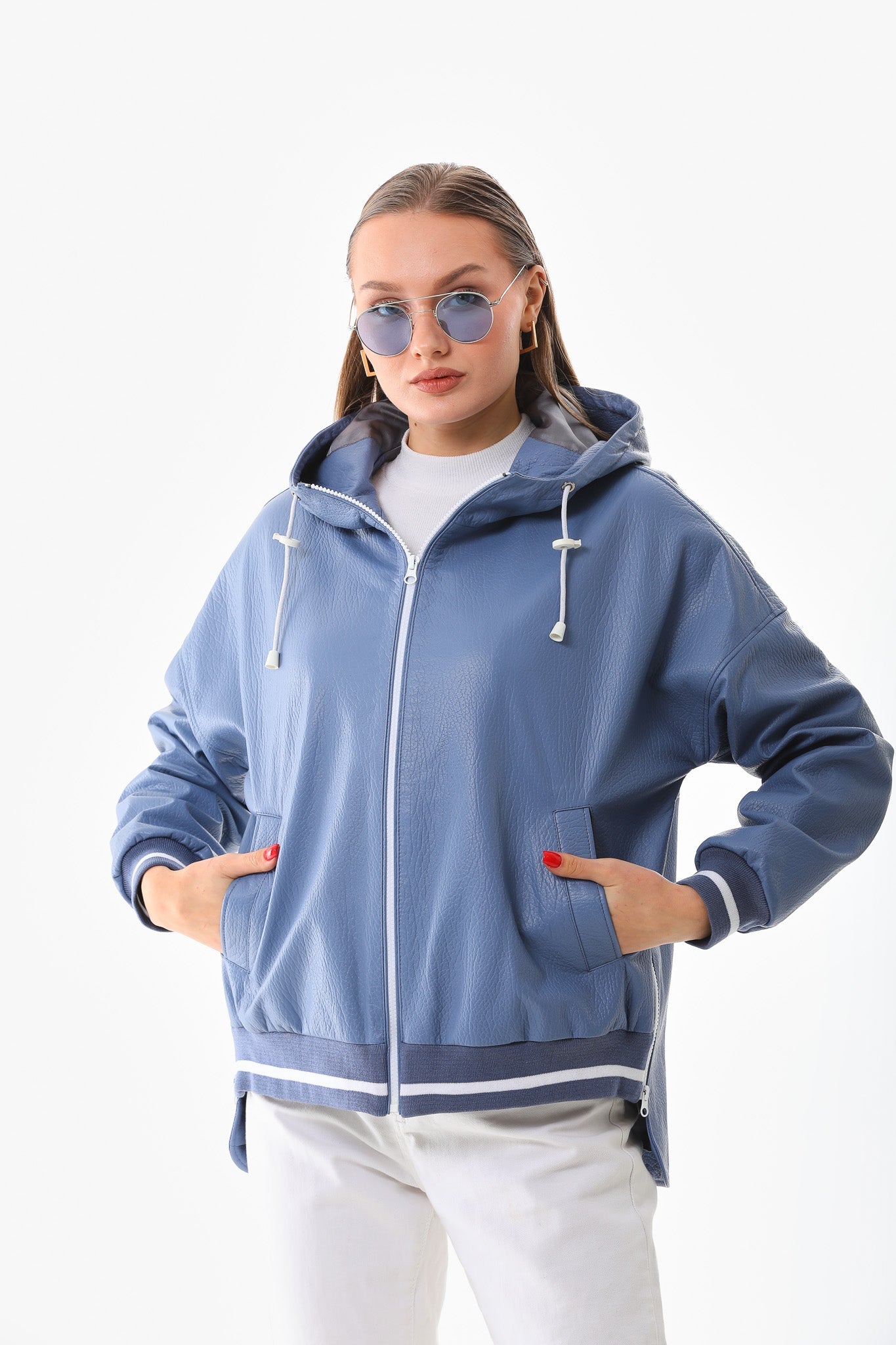The Polar Blue Leather Jacket Universal Fit