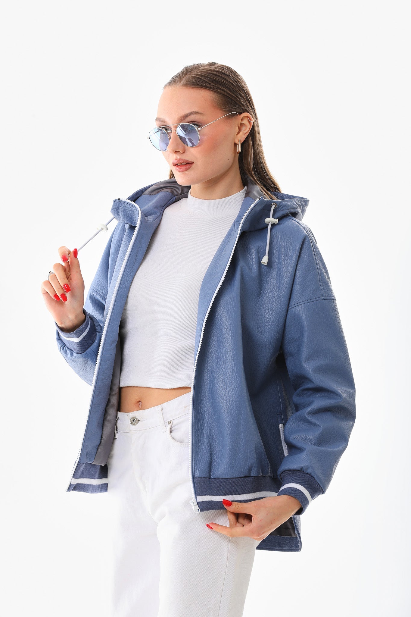 The Polar Blue Leather Jacket Universal Fit
