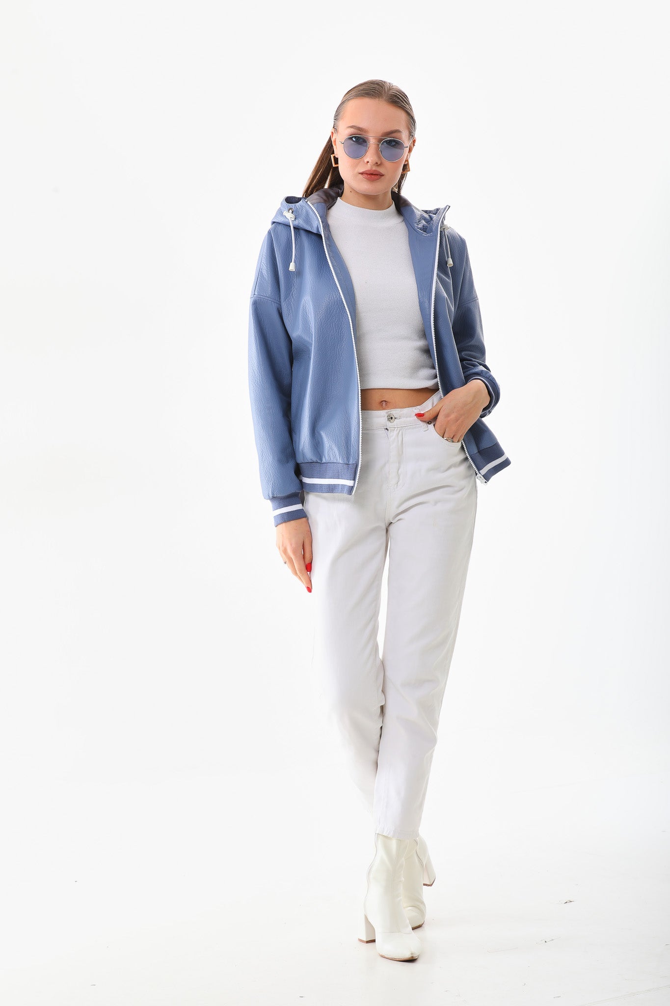 The Polar Blue Leather Jacket Universal Fit