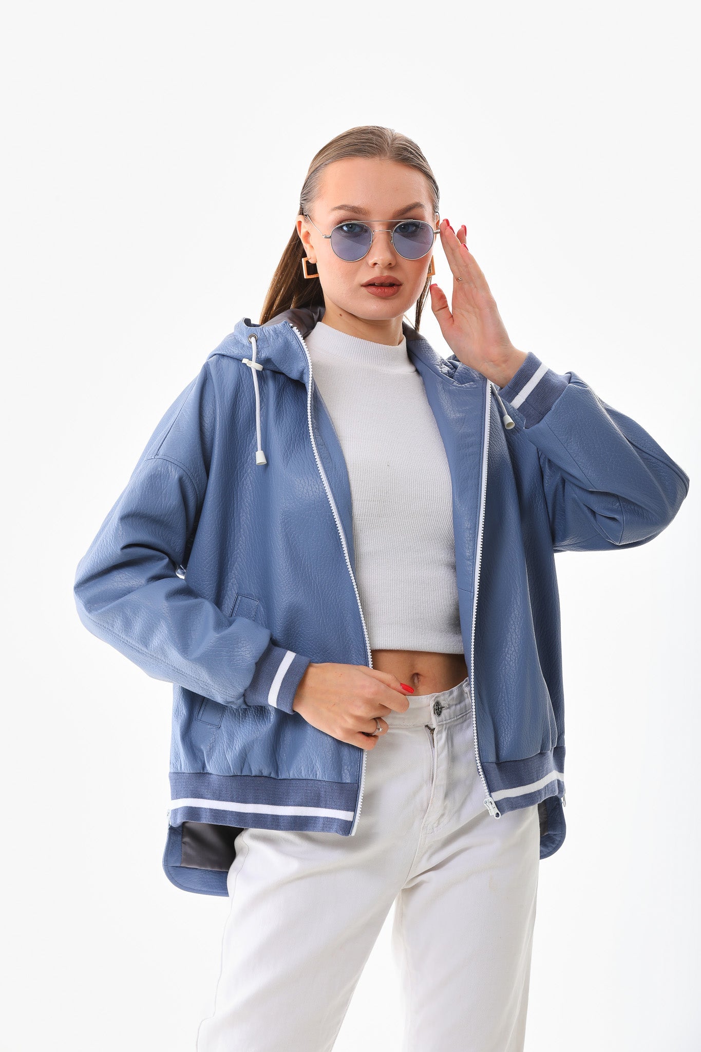 The Polar Blue Leather Jacket Universal Fit