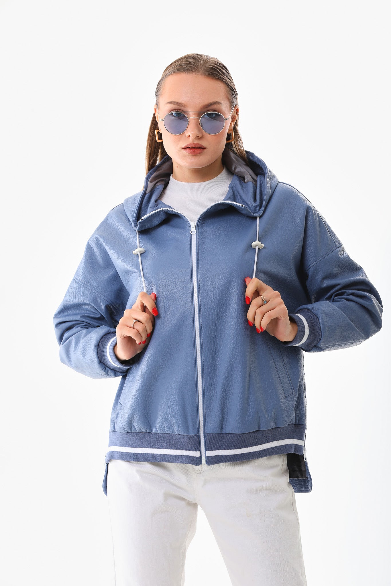 The Polar Blue Leather Jacket Universal Fit