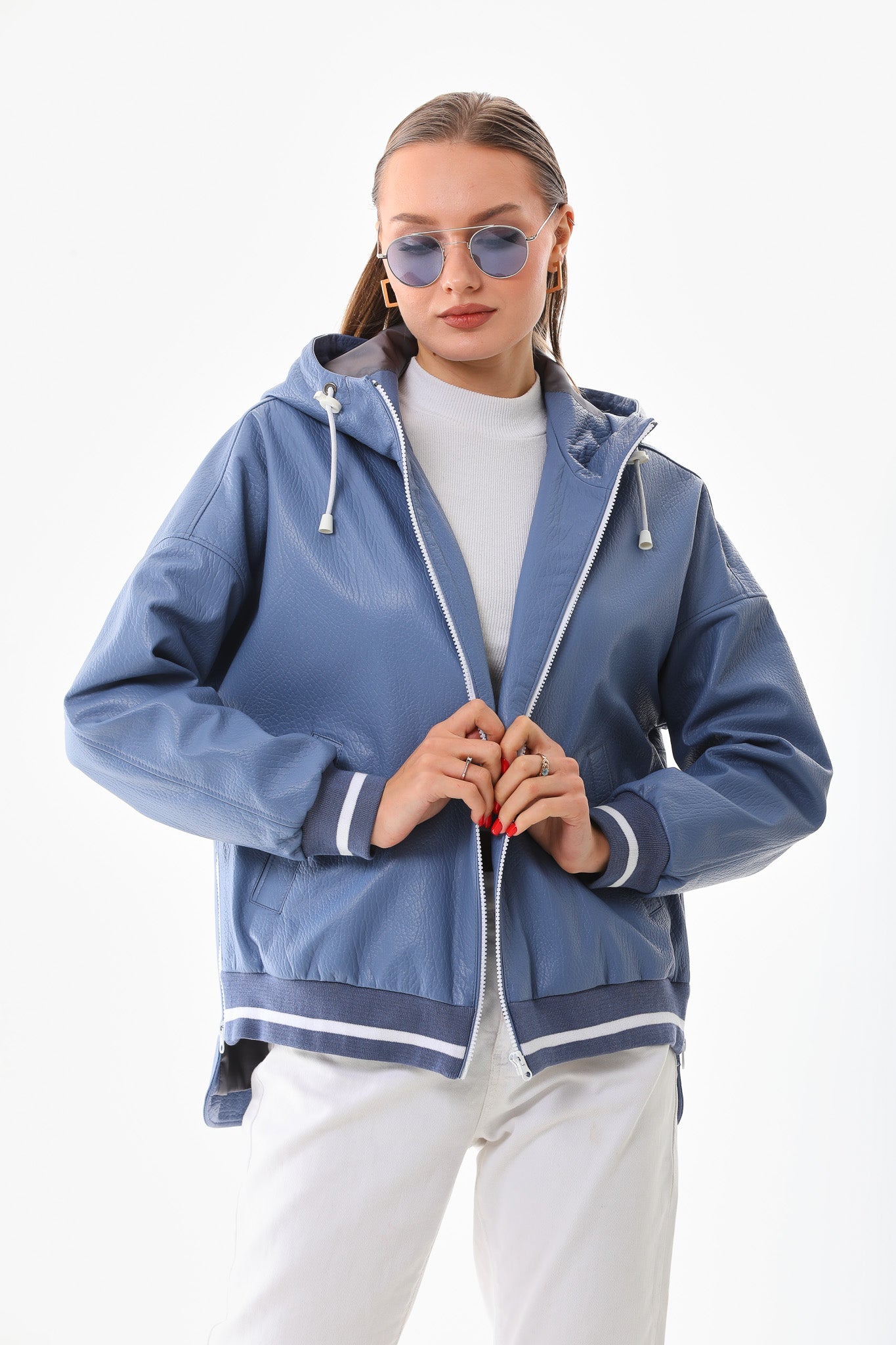 The Polar Blue Leather Jacket Universal Fit