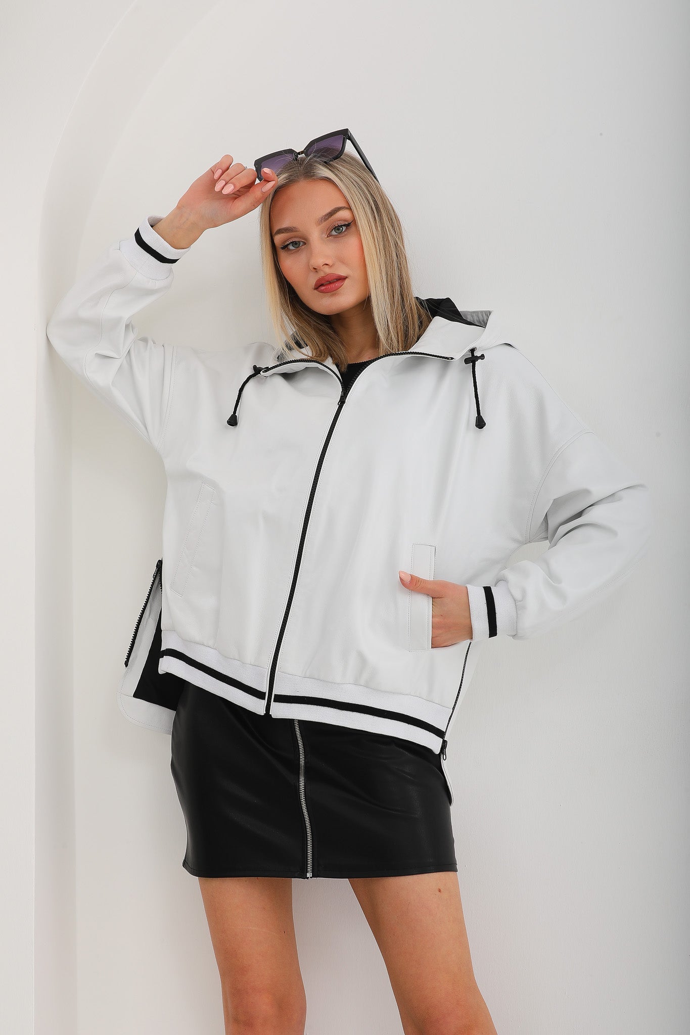 The Polar White Leather Leather Jacket Fine Craftsmanship
