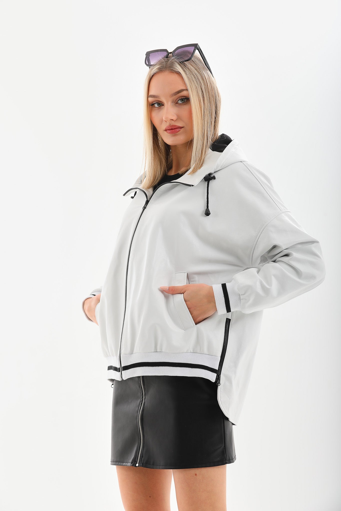 The Polar White Leather Leather Jacket Fine Craftsmanship