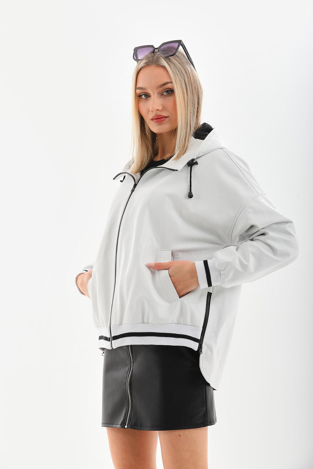 The Polar White Leather Leather Jacket Fine Craftsmanship