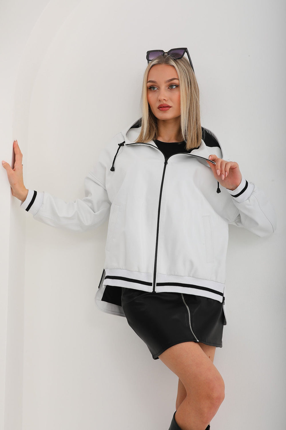 The Polar White Leather Leather Jacket Fine Craftsmanship