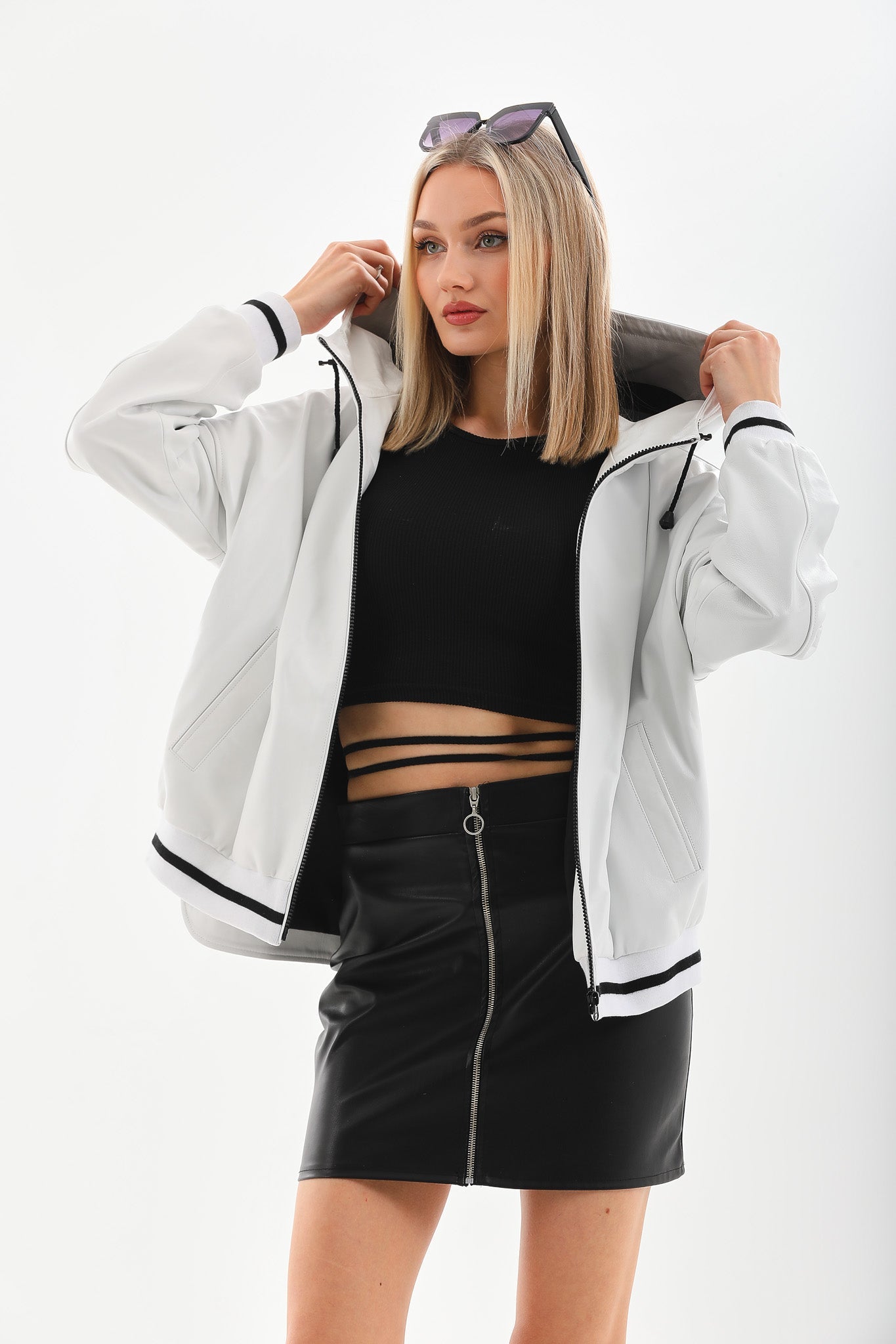The Polar White Leather Leather Jacket Fine Craftsmanship