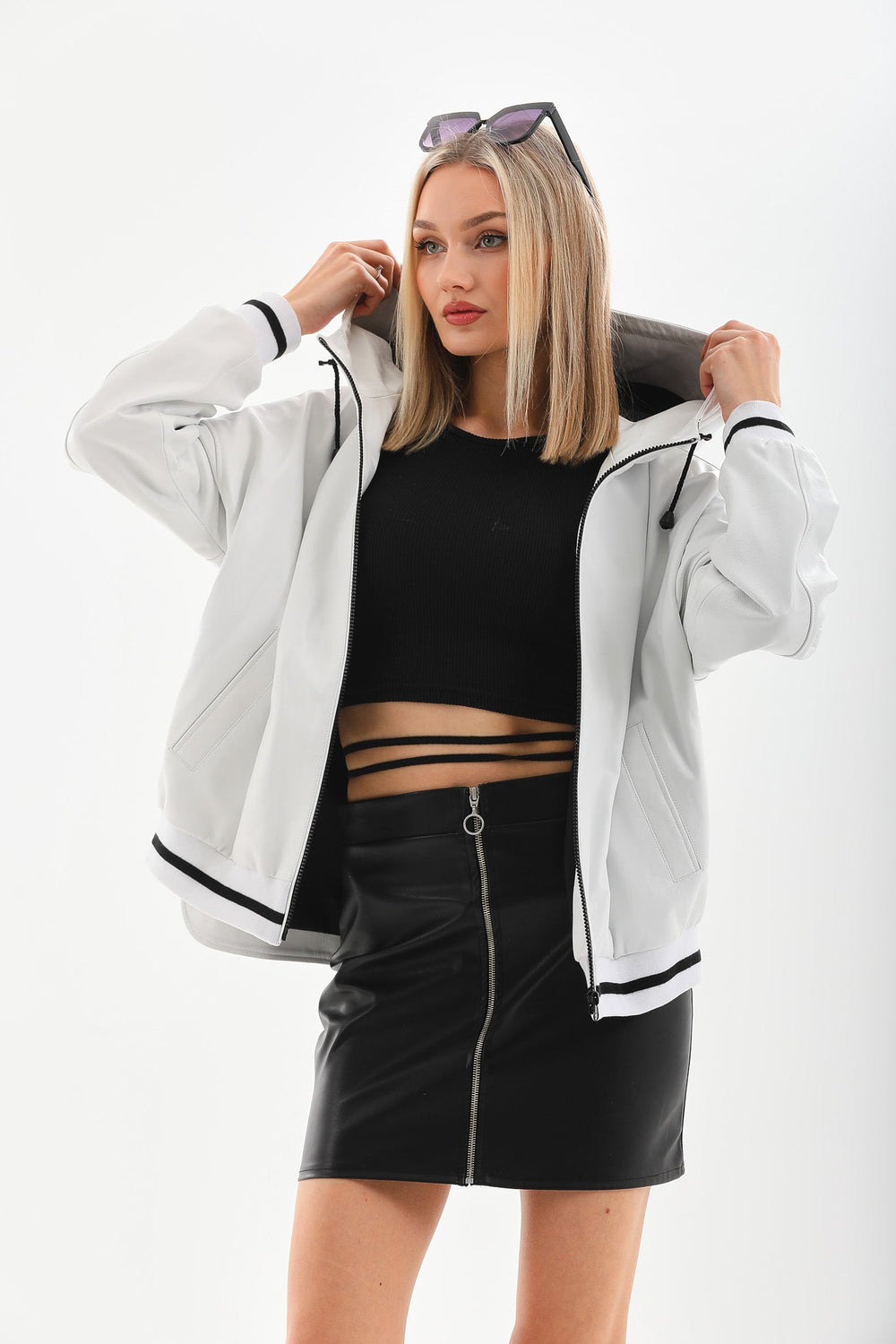 The Polar White Leather Leather Jacket Fine Craftsmanship