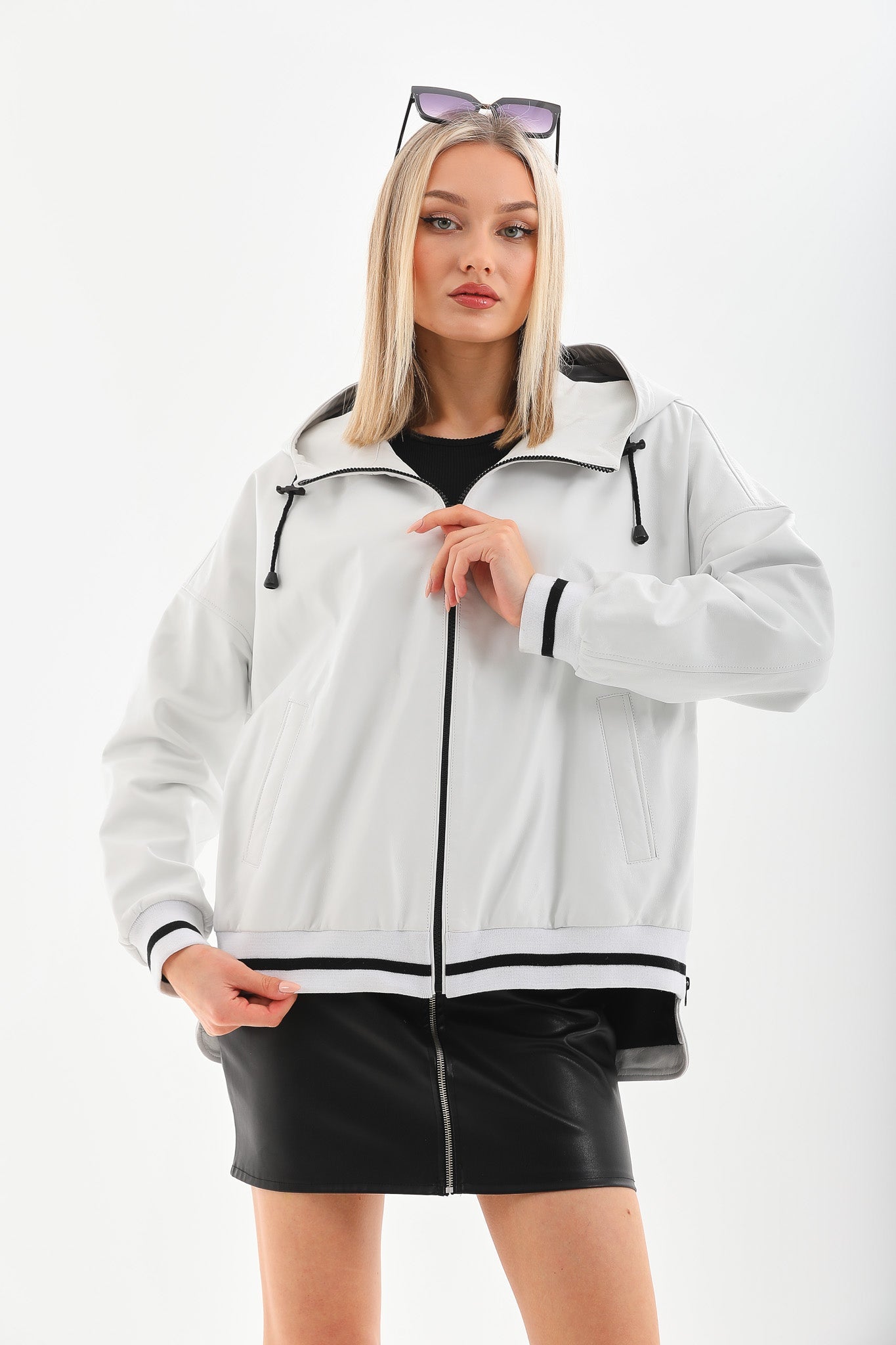 The Polar White Leather Leather Jacket Fine Craftsmanship