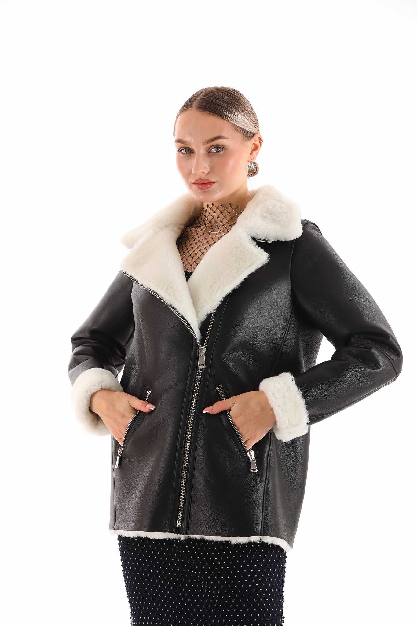 The Prague Black White Leather Jacket On Sale