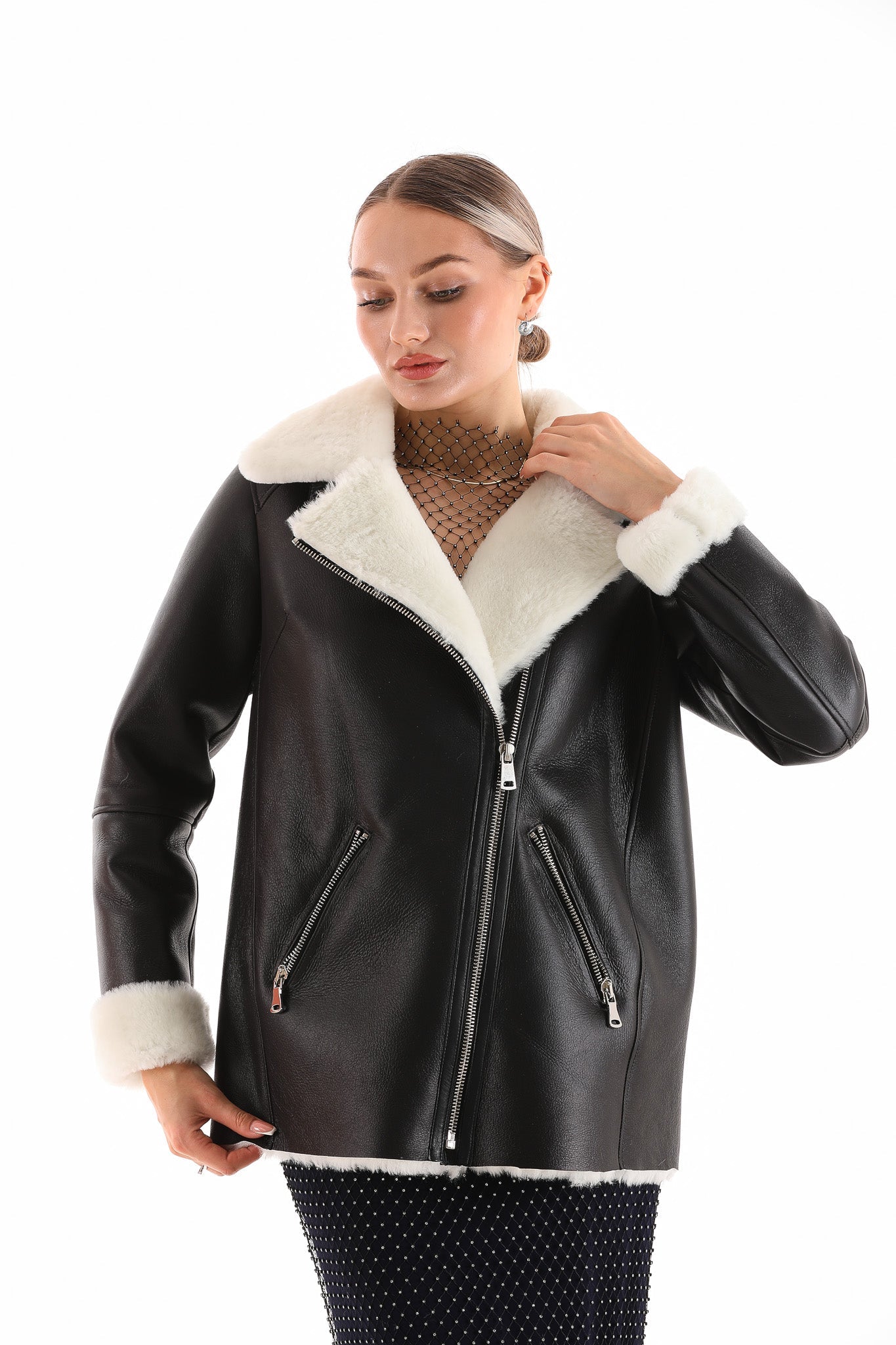 The Prague Black White Leather Jacket On Sale