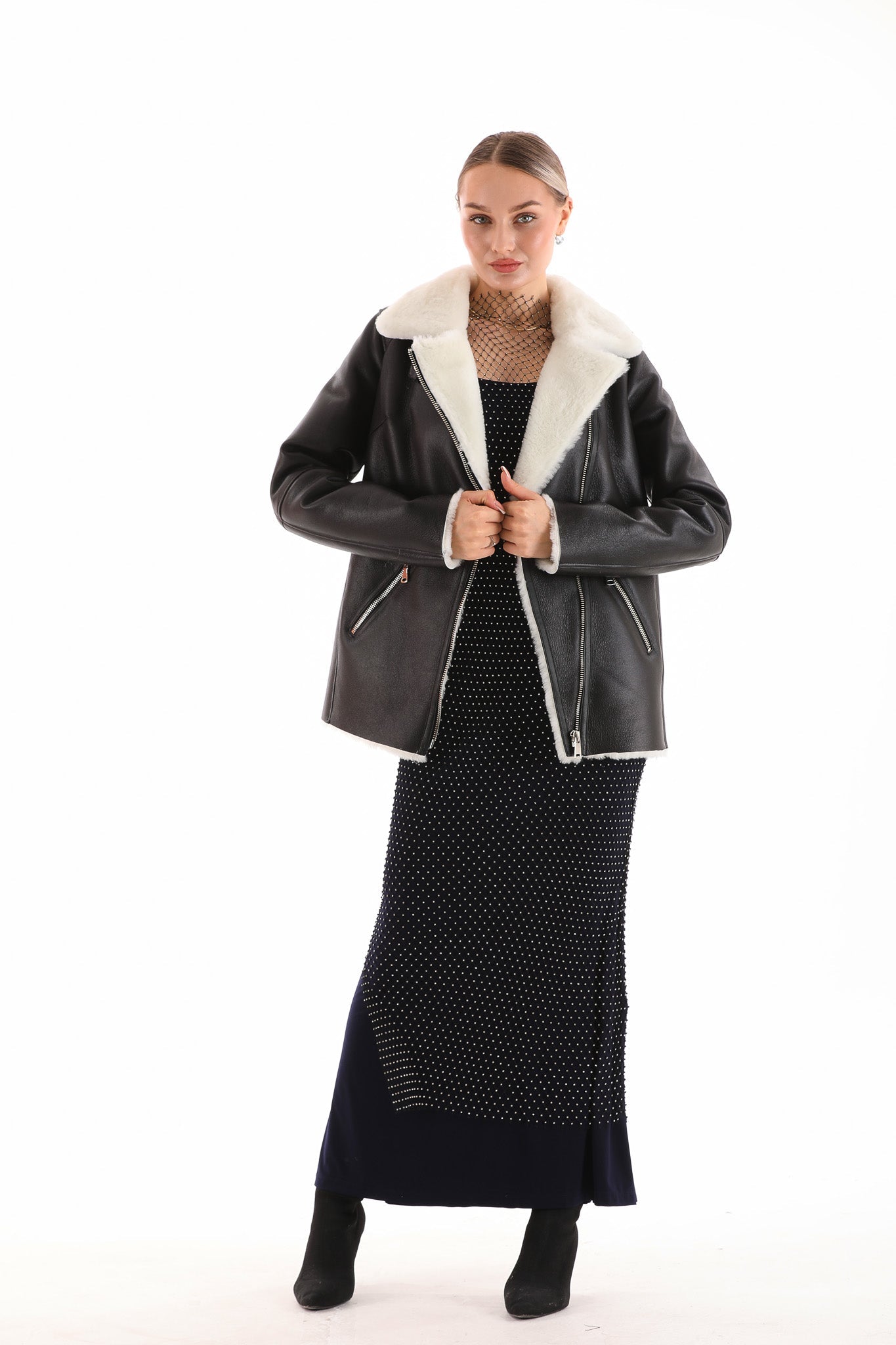 The Prague Black White Leather Jacket On Sale