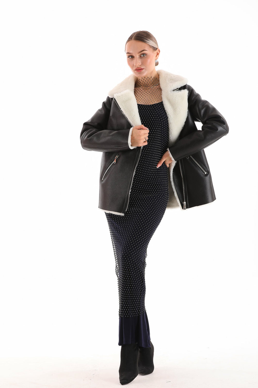The Prague Black White Leather Jacket On Sale