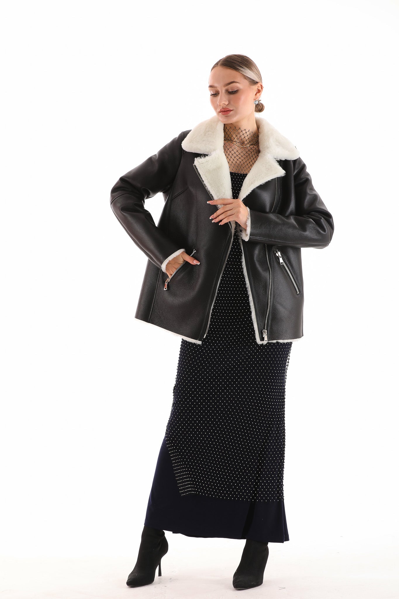 The Prague Black White Leather Jacket On Sale