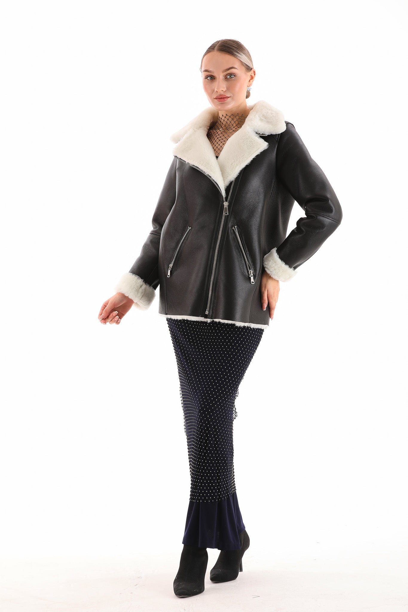 The Prague Black White Leather Jacket On Sale