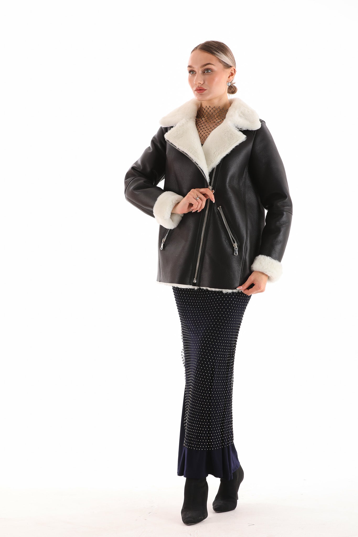 The Prague Black White Leather Jacket On Sale